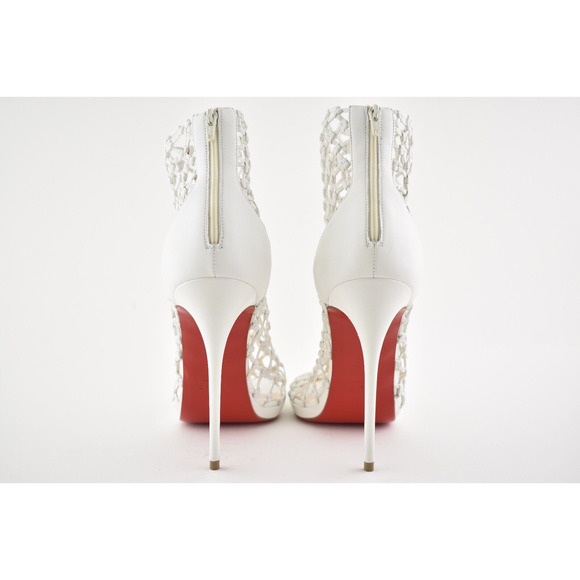 Christian Louboutin Porligat 120 White Latte Caged Boot Bootie Heel Pump 37.5 - Picture 11 of 12